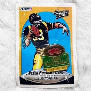 🔮‎ 5/$25 Vintage Fleer 1990 Numbered Football Card And Collector Pin